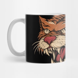 Tiger angry attack vintage retro illustration Mug